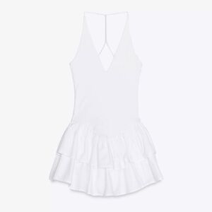 Zara White Backless Ruffle Dress